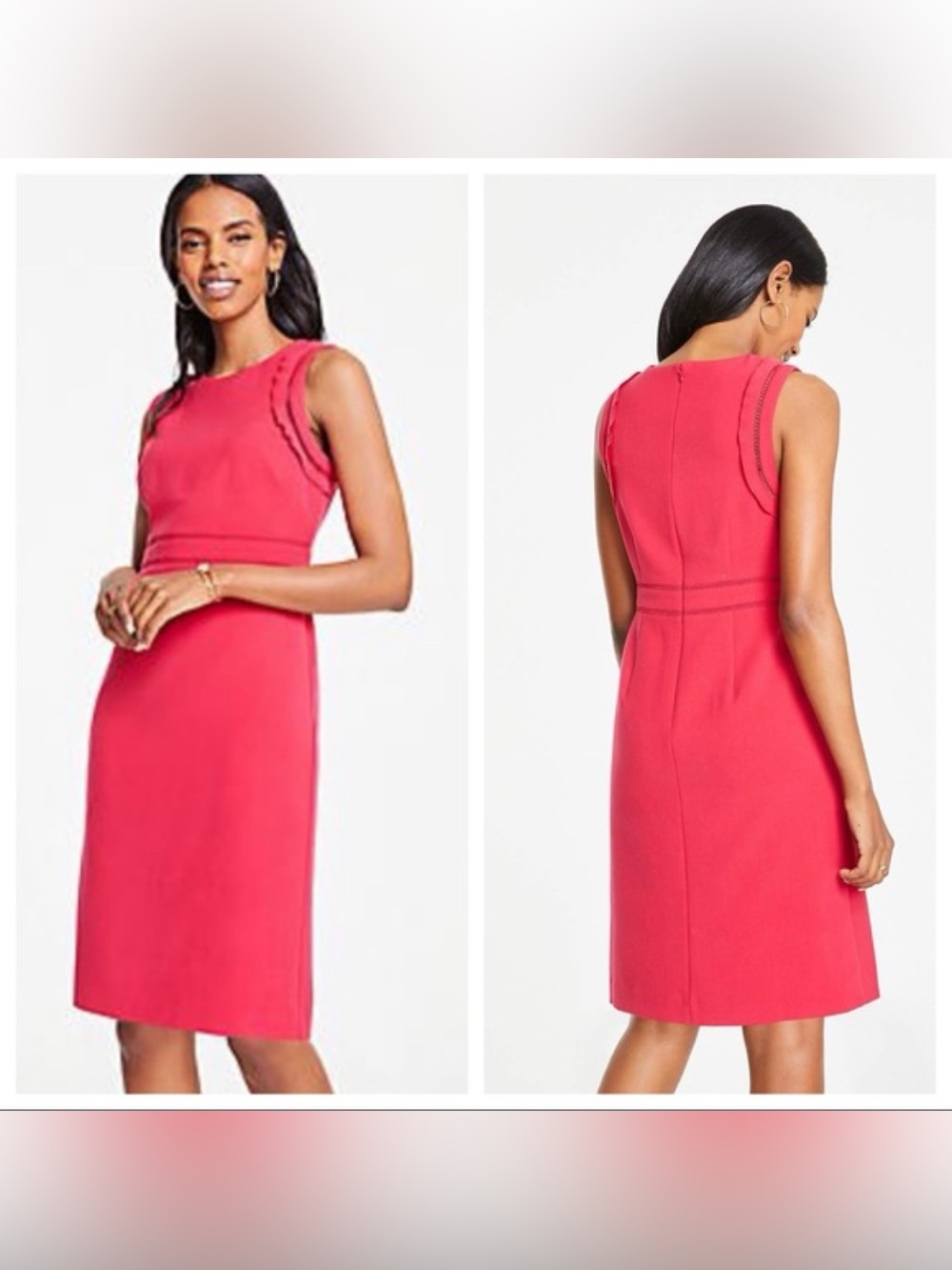 Ann Taylor Coral-Pink Sleeveless Sheath Dress